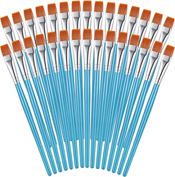 30 Pieces 1/2 Inch Paint Brushes Bulk Small Flat Top Paint Brush Acrylic Paint Brush Oil Classroom Painting Brush for Kids Students Artists Mini Paint Brushes Touch Up Crafts Detail Painting (Blue)