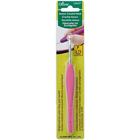 Clover 1044/F Pink Amour Crochet Hook, Size F, 3.75mm