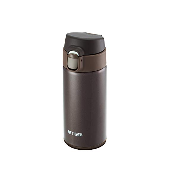 Tiger MMY-A036 TV Vacuum Insulated Stainless Steel Travel Mug, Double Wall, Flip Open Lid with Lock Button, 12 Oz/0.36 L, Brown