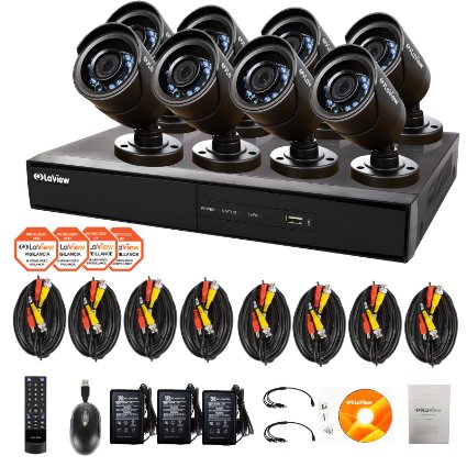 LaView 8 Camera 960H Security System, 16 Channel 960H DVR w/1TB HDD and 8 600TVL Black Bullet Camera Surveillance Kit