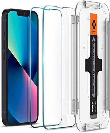 Spigen Tempered Glass Screen Protector [Glas.tR EZ FIT] Designed for iPhone 13 Mini - Sensor Protection / 2 Pack