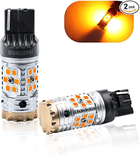 LivTee 7440 W21W WY21W LED Turn Signal Light Blinker Bulbs - Error Free Canbus - Anti Hyper Flash, Amber Yellow