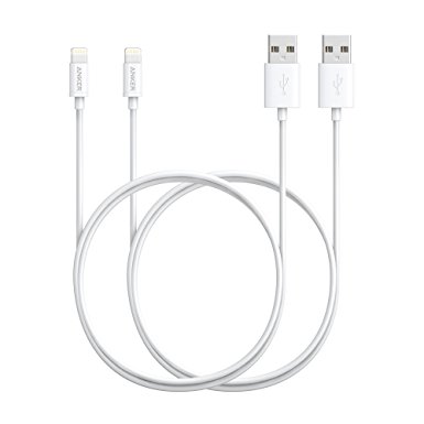 [Apple MFi Certified] [2-Pack] Anker 3ft / 0.9m Premium Lightning to USB Cable with Ultra Compact Connector Head for iPhone, iPod and iPad (White)