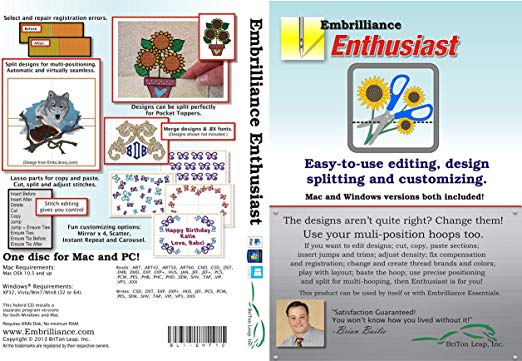 Embrilliance Enthusiast Embroidery Software for Mac & PC