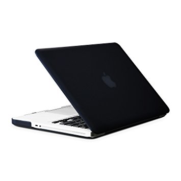 Unik Case-13 Inch Frosted Coating Rubberized Hard Case for Macbook Pro 13" with DVD Drive A1278 Shell Cover-Black