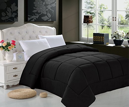 Elegant Comfort Down Alternative Over-Filled Comforter/Duvet Cover Insert Hypo-Allergenic, King, Black