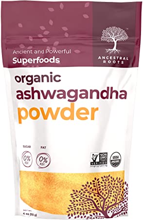 Ancestral Roots Organic Ashwagandha Powder - 100% Pure, USDA Certified Organic Ashwagandha Powder - 4oz