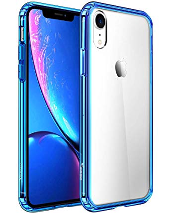 Mkeke Compatible with iPhone XR Case,Clear Anti-Scratch Shock Absorption Cover Case for iPhone XR Blue