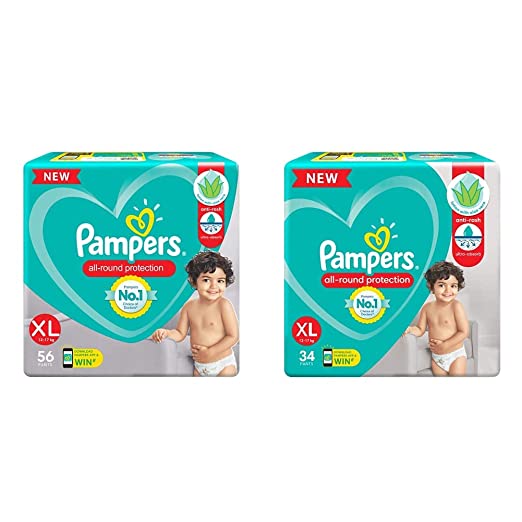 Pampers Diaper Pants, XL, 56 Count & Pampers Diapers Pants, Extra Large , 34 Count