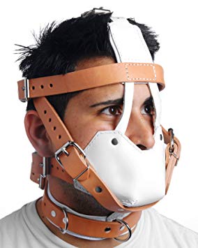 Strict Leather White and Tan Hospital Style Leather Muzzle