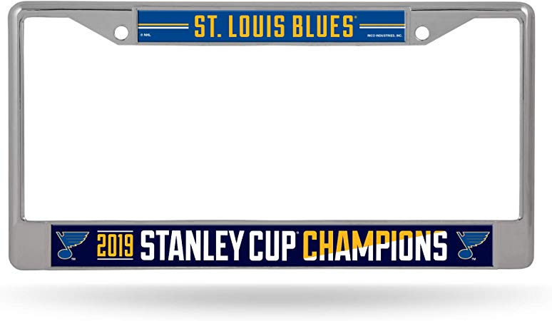 Rico Industries NHL St. Louis Blues 2019 Stanley Cup Champions Standard Chrome License Plate Frame