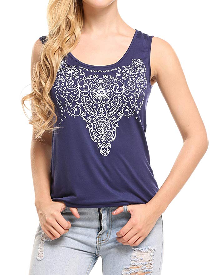 Soteer Womens Summer SleevelessLong Sleeve Street Printed T Shirt Tank Tops Graphic Tees S-XXL