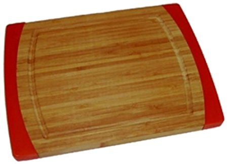 Lipper International 8310R Bamboo Wood Non-Slip Kitchen Cutting Board, Small, 10-5/8" x 7-7/8" x 5/8", Red