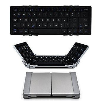 Oldshark Portable Foldable Bluetooth Keyboard Ultra-slim Pocket Wireless Keyboard for iOS Android Windows PC Tablet Smartphone Built in Rechargeable Li-polymer Battery