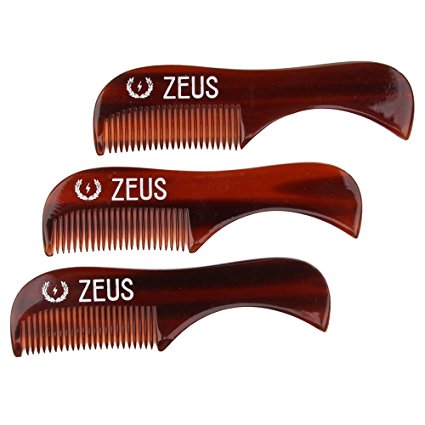 Zeus Handmade Saw-Cut Mustache Comb - 3" x 0.75"- 3 Pack - Quality Moustache Comb for Men