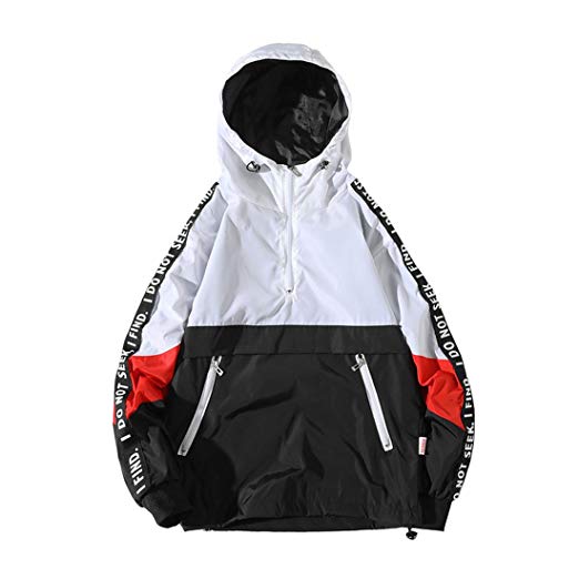 Hzcx Fashion Mens Pullover Hooded Waterproof Lightweight Windbreaker Jackets