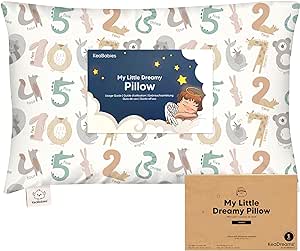 KeaBabies Toddler Pillow with Pillowcase, Jumbo 14X20 - Soft Organic Cotton Toddler Pillows for Sleeping - Machine Washable - Perfect for Travel, Toddler Bed Set (Wild Count)