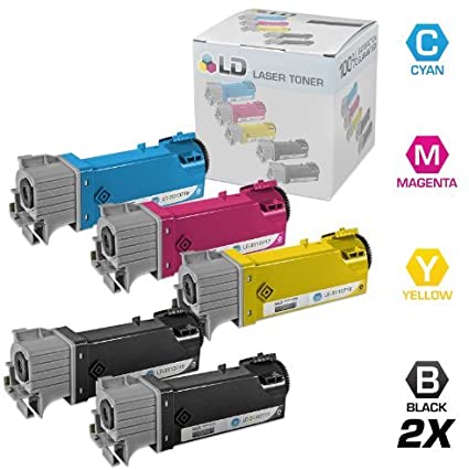 LD Compatible Dell 331-0716, 331-0717, 331-0718 and 331-0719 Set of 5 Toner Cartridges: 2 Black, 1 Cyan, 1 Magenta and 1 Yellow for use in Dell 2150cdn, 2150cn, 2155cdn, and 2155cn Printers