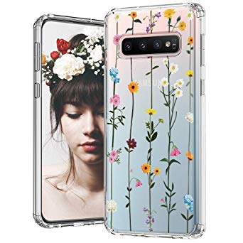 MOSNOVO Galaxy S10 Case, Wildflower Floral Flower Pattern Clear Design Printed Transparent Hard Back Case with TPU Bumper Protective Case Cover for Samsung Galaxy S10