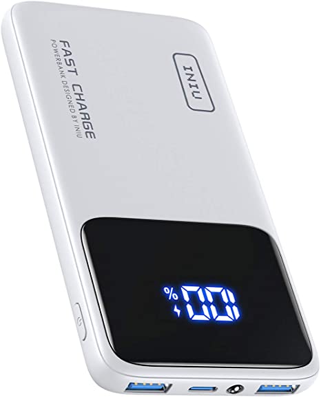 INIU Power Bank, 20W PD3.0 QC4.0 Fast Charging USB C 10500mAh LED Display Portable Charger, Slimmest Phone Battery Pack with Phone Holder & Flashlight for iPhone Samsung Huawei Xiaomi Oneplus iPad etc