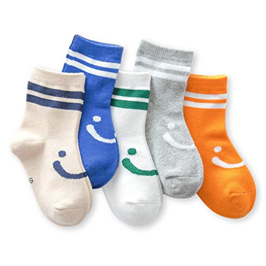Socks Boys' Little Boys' Kids Toddler Stripe Cute Cotton Casual Crew Socks Girls Socks 5 Pair Pack