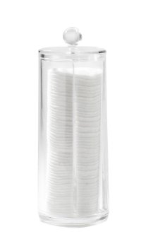 Compactor Polystyrene Cotton Pads Dispenser with Lid, Transparent