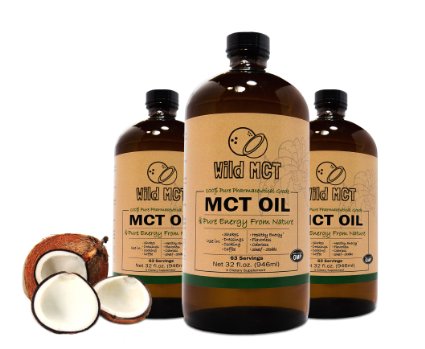 100% Pharmaceutical Grade MCT Oil, Wild MCT, Made in USA, 32-fluid Oz Glass bottle, Money-Back Guarantee. Great For Smoothies, Salads, Coffee, and Shakes