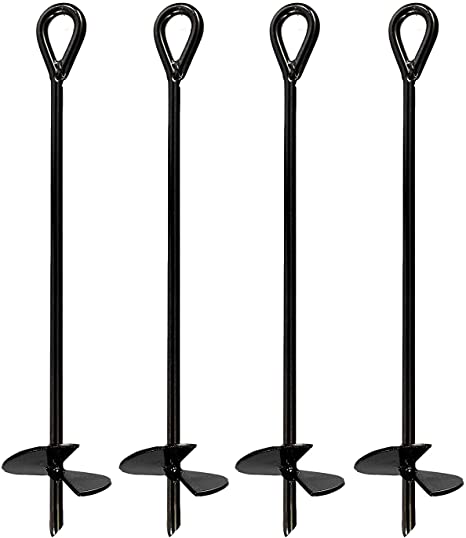 Ashman Ground Anchor 40 Inches in Length and 10MM Thick in Diameter, Ideal for Securing Animals, Tents, Canopies, Sheds, Car Ports, Swing Sets, 4 Pack