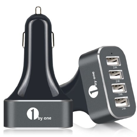 1byone® 9.6A / 48W 4-Port USB SMART Car Charger Designed for Almost Any Apple and Android Devices, Max speed charging for Multi-device with Smart Recognition Abilities!! - Grey