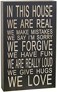 In This House We Do Love Inspirational Wood Hanging Sign Wall Art Black