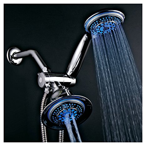 DreamSpa 1483 Temperature Controlled 3 Way Color Changing LED Dual Shower Head System, Chrome