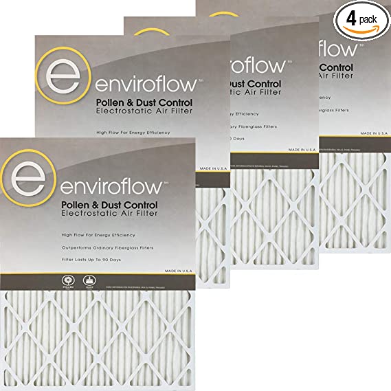 20X30X1 (19.5 x 29.5) Enviroflow Air Filter (Merv 8 ) (4 Pack)