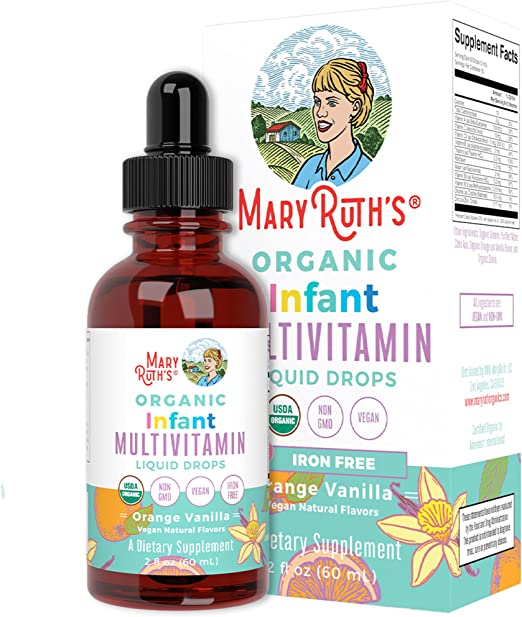 Multivitamin for Infants by MaryRuth's | USDA Organic | Multivitamin Liquid Drops for Babies 6-12 Months | Immune Support & Overall Wellness | Vegan | Non-GMO | Gluten Free | 2 Fl Oz