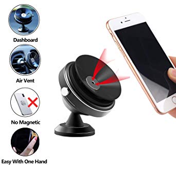 Phone Holder for Car Air Vent and Dashboard, Vacuum Suction Car Phone Mount (No Magnetic) 360° Rotation Car Phone Holder