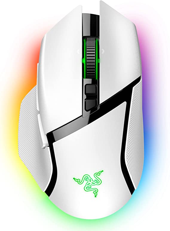 Razer Basilisk V3 Pro Customizable Wireless Gaming Mouse: Fast Optical Switches Gen-3 - HyperScroll Tilt Wheel - Chroma RGB - 11 Programmable Buttons - Focus Pro 30K Optical Sensor - White