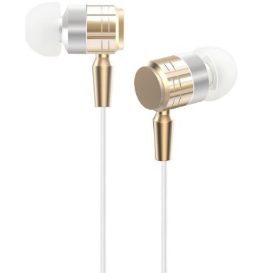 G-Cord In-Ear Headphones with Mic for iPhone, iPad, iPod, Samsung Galaxy, Android Smartphones, Tablets, Computers (Gold)