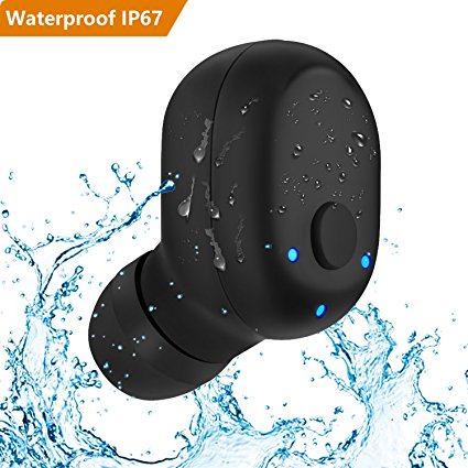 Waterproof Wireless Earbud, MIBOTE Upgraded Bluetooth V4.2 Waterproof IP67 Earpiece Mini Invisible Wireless Headset Car Bluetooth Headphones with Mic for iPhone iPad Android Cell Phones (One Pcs)