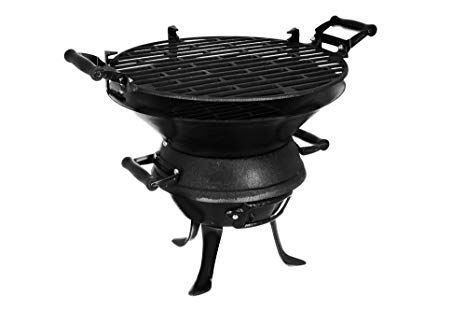 Firepit BBQ Fire Basket Outdoor Barbeque Grill Charcoal Cast Iron Barbecue Stand Bowl Camping Picnic Outfire Wood Log Burner Heater Outdoor Stove Garden Dining