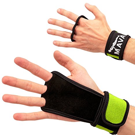 Leather Hand Grips with wrist support for Cross Fitness WODs, Pull Ups, Kettlebell workout, Barbell Training, Weightlifting, Velcro Wrist Support, Calluses Protect, For Men and Women