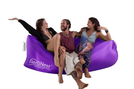 AeroNest Air Lounger. Quick Inflatable, Lightweight, Packable, and Comfortable. For Beach, Camping, and Festival relaxation. The Air Couch Beanless Bag Hammock
