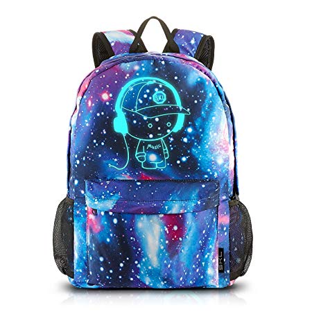 Galaxy School Backpack,Cool Unisex Canvas Backpack Anime Luminous Backpack Daypack Shoulder School Bag Laptop Bag (Blue)