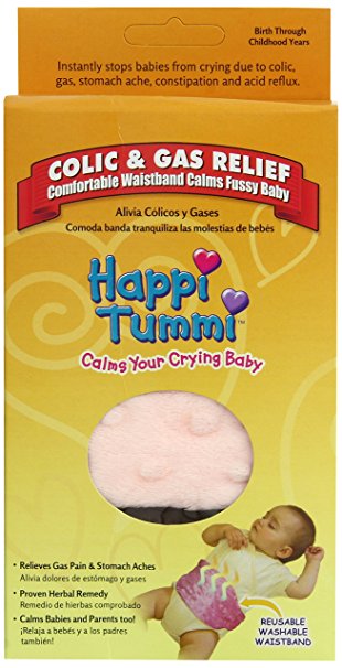 Happi Tummi Baby Gas Relief All Natural Belly Wrap Natural Herbal Aroma Therapy Relief For Infants and Babies with Colic, Gas,Upset Tummies Pretty-n-Plush Pink