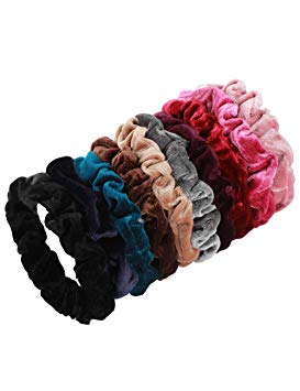 Fani 10 Pieces Velvet Colorful Hair Ties Soft Hair Scrunchies Bobble Elastic Hair Bands for Ladies/Women