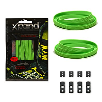 Xpand No Tie Shoelaces - Flat Elastic Laces with Adjustable Tension - Slip-On Any Shoes