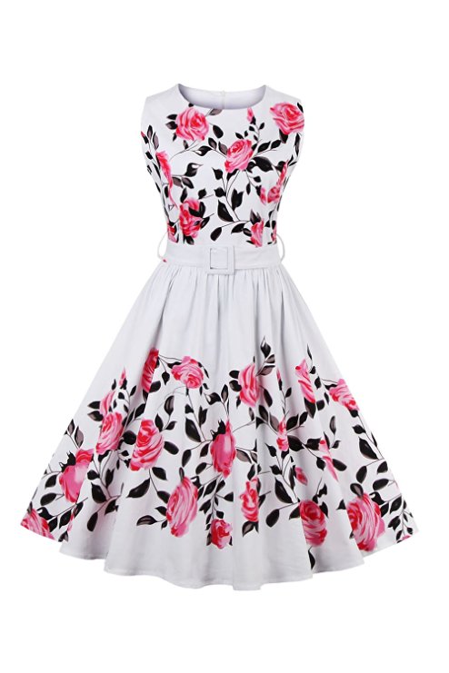 Babyonline Women Floral Spring Garden Vintage 1950's Picnic Party Cocktail Dress