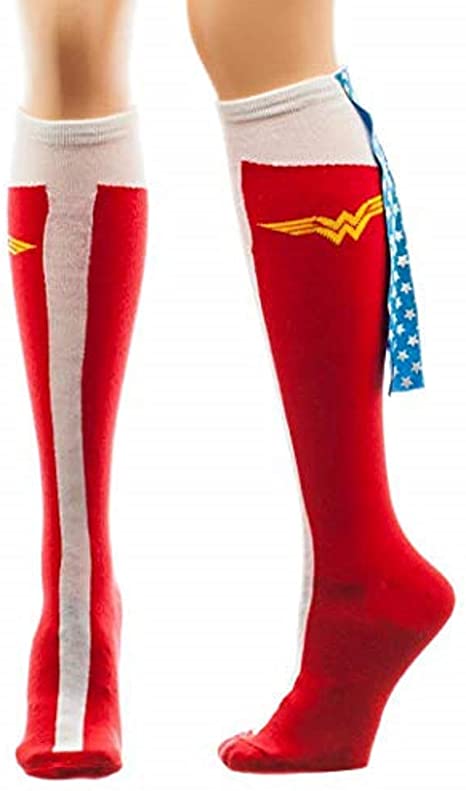 Wonder Woman Caped Boot Knee High Socks, sock size 9--11, fits shoe size 5-10
