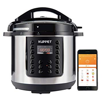 KUPPET MultiPot 10-IN-1 Smart WiFi Multi use Electric Pressure cooker, 6 Qt Programmable Multi Cooker, Rice Cooker, Slow Cooker, Steamer, Saute, Warmer, Bluetooth and WiFi, 1000W, Stainless Steel