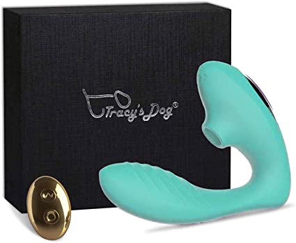 Tracys Dog Pro 2 in Brand New Teal, Clitoris Sucking Vibrator & G Spot Dildo with 10 Strong Sucking & Vibration Patterns for The Ultimate Female Orgasm, Includes A Remote for Teasing, One Size