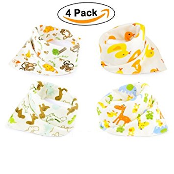 DHnewsun Bandana Baby Bibs Cute Zoo Fun For Girls and Boys 100% Cotton Super-Stylish Anti-Smell Anti-Bacterial Quick Dry Avoids Drool Rash with Nickel-Free Snaps, Best for Sensitive Skin
