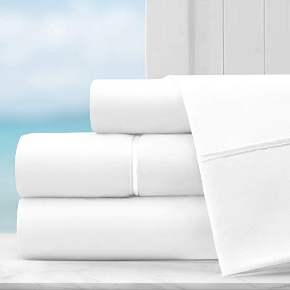 Coastal Comfort Egyptian Luxury Hotel Collection Bed Sheet Set - Hotel Quality Ultra Soft Double Brushed Microfiber Sheets with Deep Pocket - Hypoallergenic - Full - White